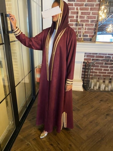 Dl09 عبايه شمواه باللون عنابي