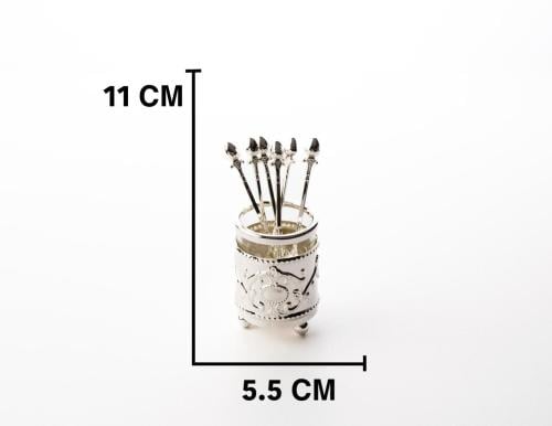 طقم حامل ملاعق شاي ٦ حبات لون فضي