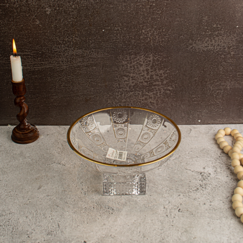 صحن تقديم بقاعدة ثلجي ذهبي حجم الصغير