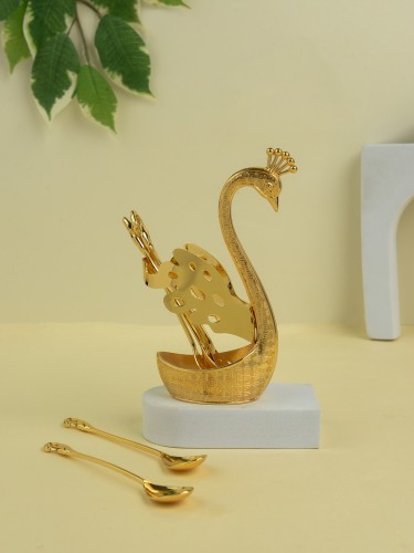 شيالة + 6 ملاعق شكل وزه ذهبي