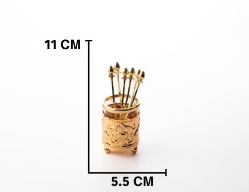 طقم حامل ملاعق شاي ٦ حبات لون ذهبي