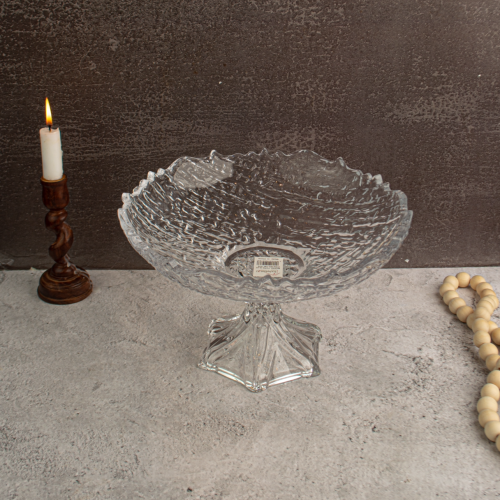 صحن تقديم كريستال ثلجي بقاعدة الحجم الكبير