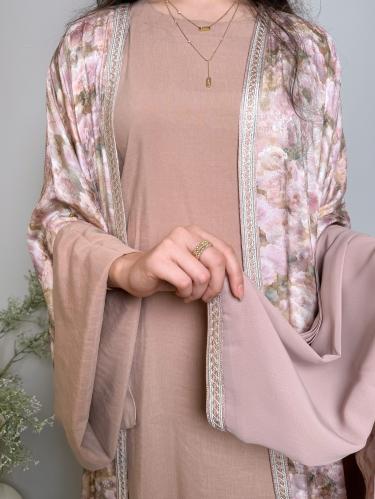 عباية الكيمونو اليابانيه باللون النود