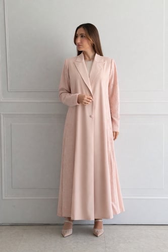 بليزر أنيق كريب تركي مع دانتيل مطرز – بنك