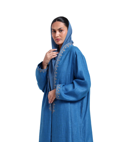 عباءة كتان مطرزة بغرزة عريجة