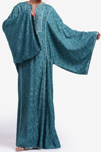 فستان جورجيت جاكار فاخر بتطريز عريجة