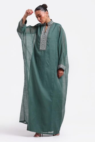 فستان قطن شبكي مستوحى من الدراعة النجدية