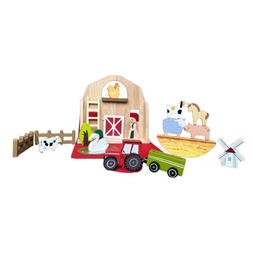 farm animals wooden bag