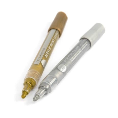 طقم اقلام اكريلك ذهبي - فضي ديلر روني