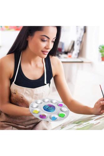 لوحة خلط طلاء معدنية دائرية للرسم الفني الاحترافي...