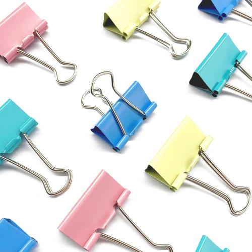 طقم مشابك ورق معدنية 25 مم ملونة (Binder Clips) -...