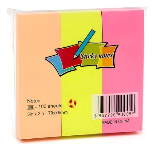 ورق ملاحظات لاصقة 3 قطع 3*4 انش (76*101مم) عدد 100...