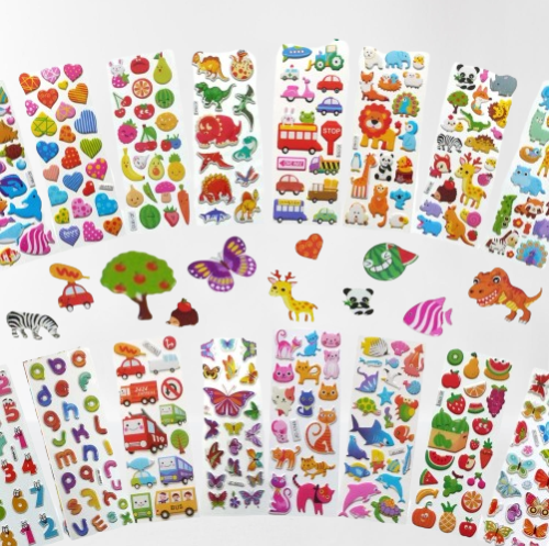 مجموعة لواصق اطفال ثلاثي الابعاد 12 كرت