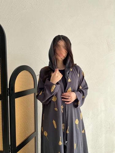 عباية قماش لنن كلوش مع طرحة