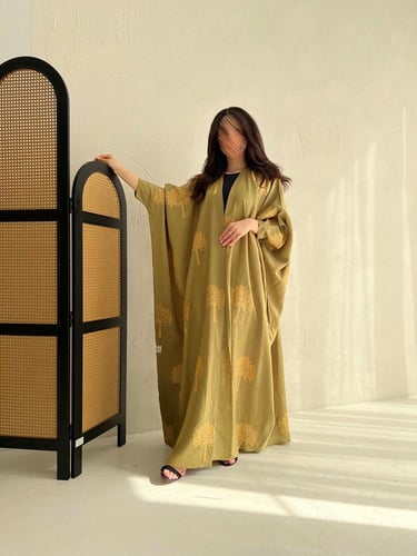 عباية قماش لينن بشت مع طرحة