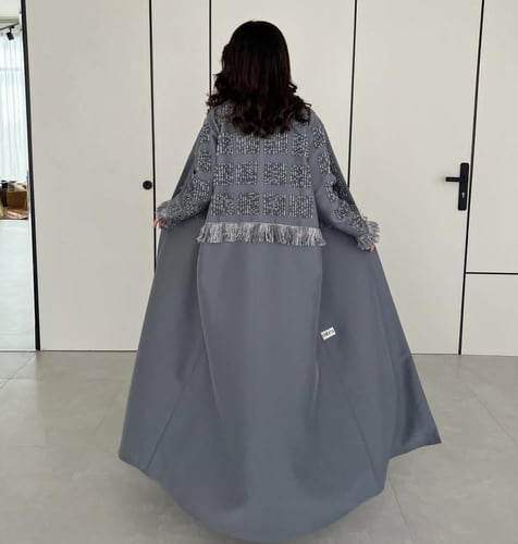 عباية نسائية قصة مستقيمة رمادي