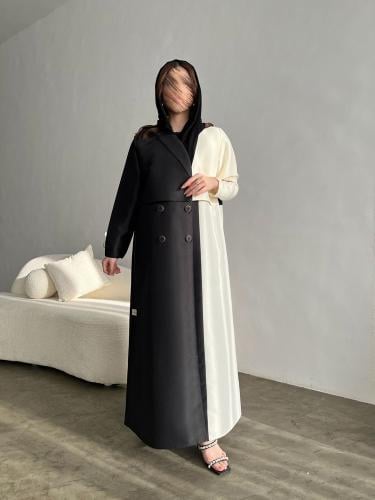 عباية مميزة بتدخيلات اوف وايت واسود