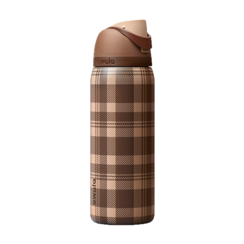 مطارة ماء أوالا فري سيب المعزولة - نقوش الكاروهات 32oz (Owala FreeSip - Plaid and Simple)