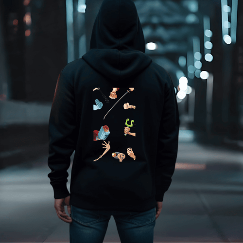 هودي اسود تصميم لشخصيات انمي