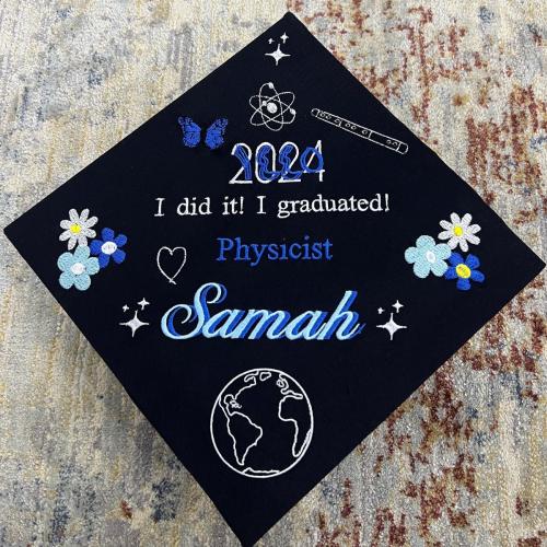 قبعة تخرج تطريز تفاصيل