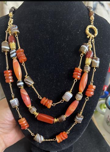 عقد تراثي سلسال طويل 1X3 يلبس بثلاث طرق