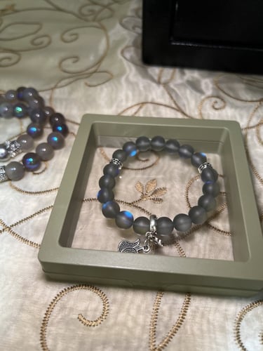 سوار حجر لابرادوريت رمادي 1 سوار واحد