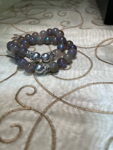 سوار حجر لابرادوريت رمادي 1 سوار واحد