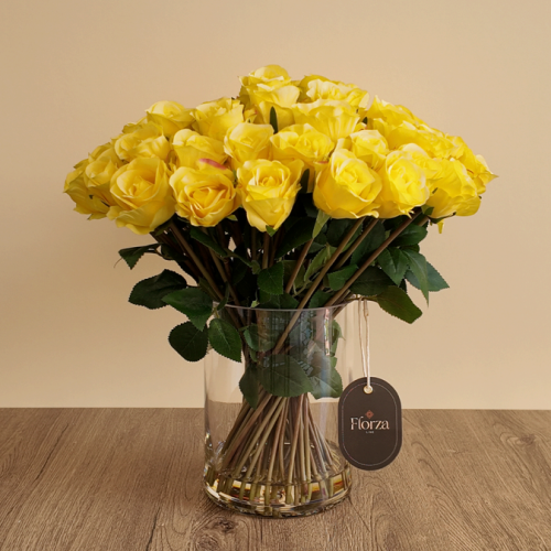 Rose فازة الجوري بتوازن طبيعي أصفر