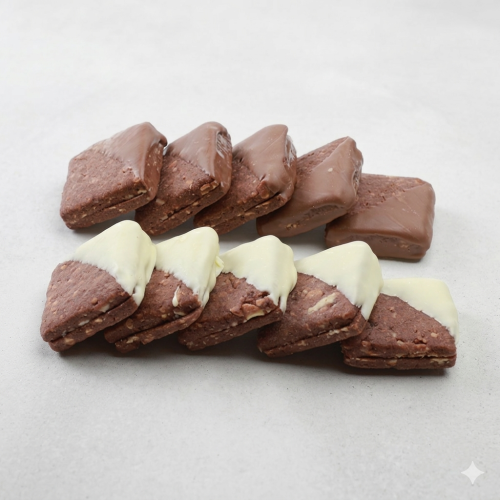 Sable biscuits with nuts and Belgian chocolate