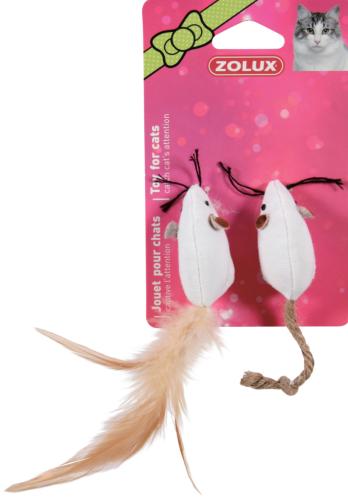 مجموعة فأرين للقطط مع ذيل ريش – Zolux Feather Mous...