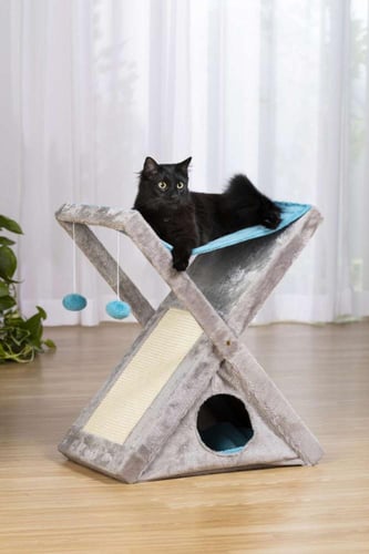 بريفيو بيت لعبة للقطط مع خداشة وبيت - ارزق و رمادي