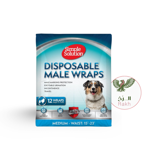 سمبل سلوشن حفاضات للكلاب الذكور - 12 قطعة - وسط