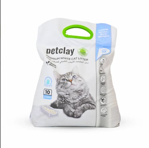رمل قطط بيت كلاي (Petclay) بنتونيت أبيض طبيعي برائ...
