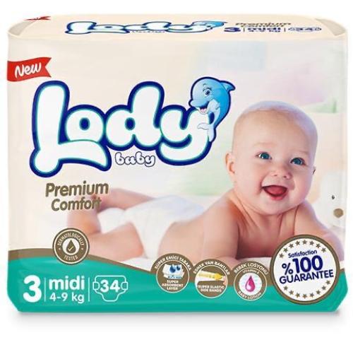 حفاضات للبيبي لودي بيبي بريميوم كومفورت مقاس 3 ميد...