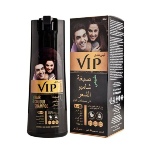 VIP شامبو صبغة الشعر طبيعي بمستخلص اللؤلؤ بني غامق...