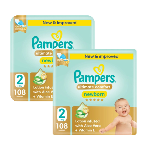 بامبرز عناية مميزة حفائض مقاس 2 - عبوة 108 حفاضة -...