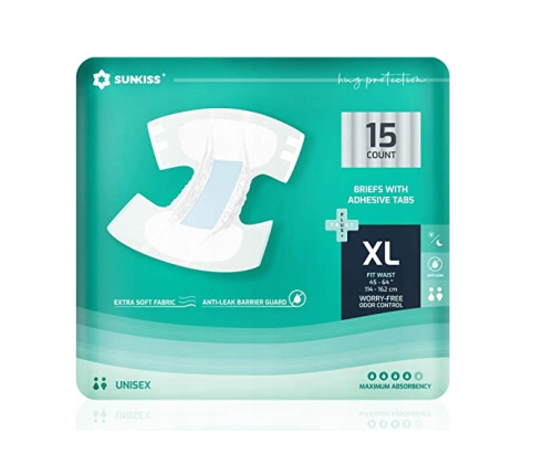 حفاضات سنكيس للكبار مقاس XL، 15 قطعة، للجنسين