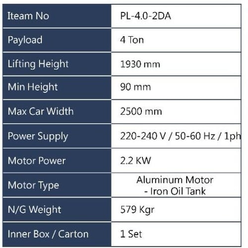 رافعة سيارات 2 عامود صيني 4 طن وصلة علوية APT PL-4...
