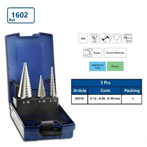 طقم ريشة ثقب مدرجة ( 4-12 مم / 4- 20مم / 6-30 مم )...