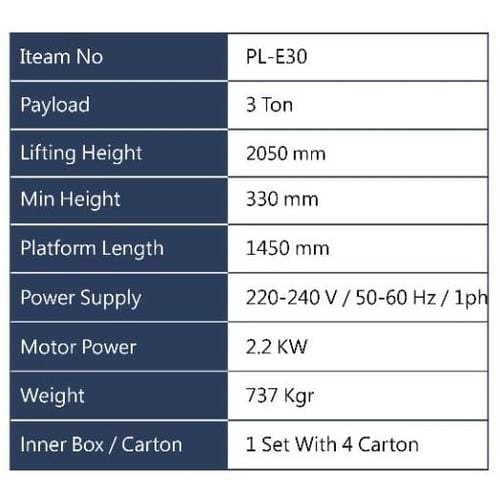 رافعة مقص صيني 3 طن APT PL-E30