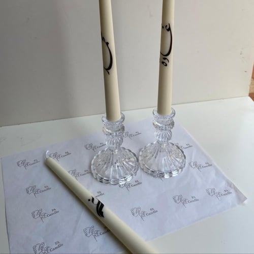 شموع عاموديه للاستقبال بطباعة”3 حبات"