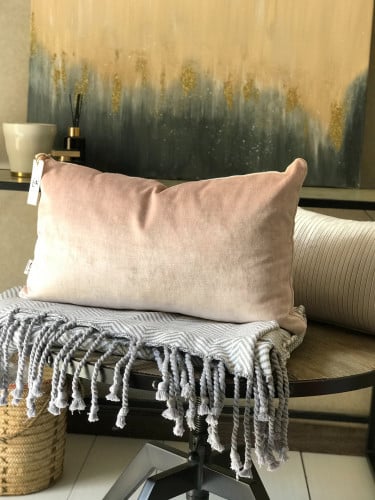 غطاء وسادة نولا مخمل وردي باهت مستطيل