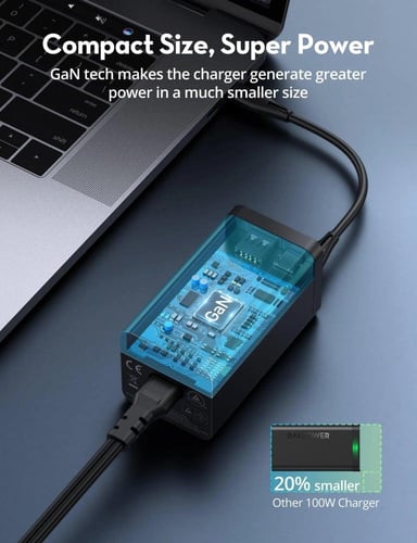 منصة شحن راف باور بقوة 120 واط بمنفذين USB ومنفذين...