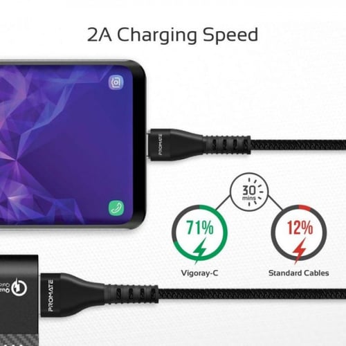 بروميت سلك شاحن مزدوج الوجهين USB الى Type-C بطول...