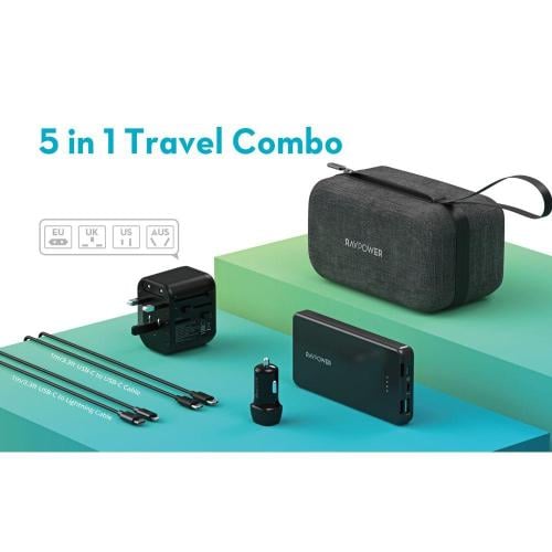 بكج راف باور بطارية 10 الف + فيش سفر + شاحن سيارة...