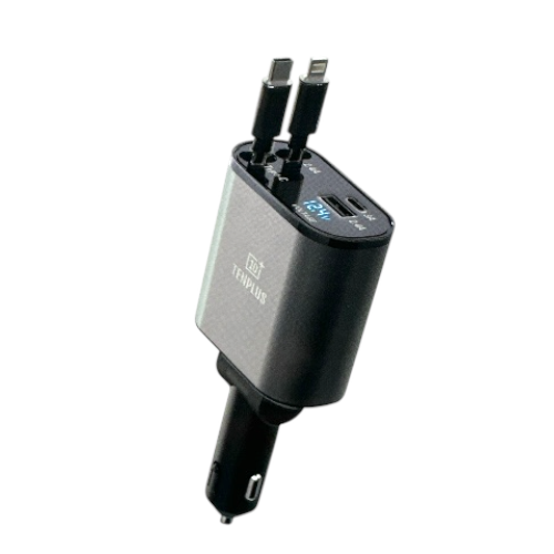 تن بلص -شاحن سيارة 120 واط مدمج مع سلك ايفون وسلك...