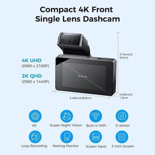 داش كام ارفا بدقة 4K قناة واحدة أمامي M63 Lite - أ...