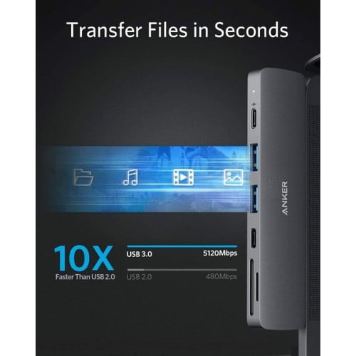 محول موزع انكر باوراكسباند 7 في 2 USB-C لاجهزة الم...