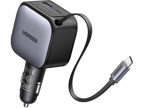 يوجرين شاحن سيارة سريع بمنفذين 60 واط مع كابل قابل...