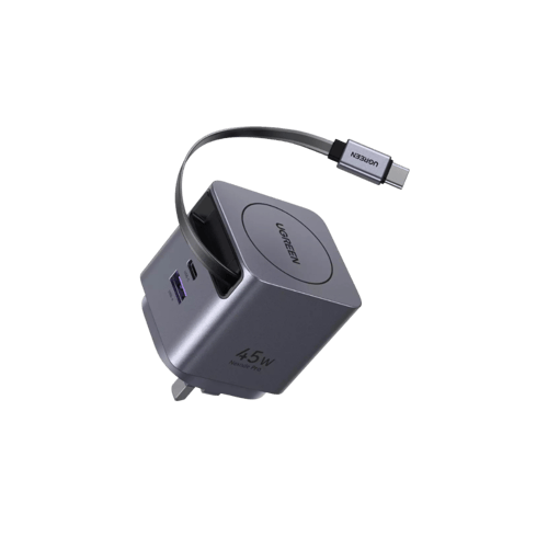 يوجرين - شاحن جداري بقوة 45 واط بمنفذ تايب سي ومنف...